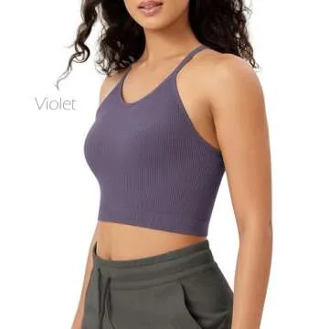 ODODOS Women's Crop 3-Pack Seamless Rib-Knit Top