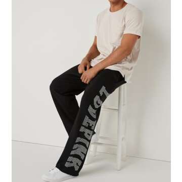 Victoria's Secret Women's Pink Logo Heritage Sweatpants, Pure Black Warped Shine, M