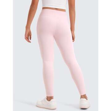 CRZ YOGA Girls Butterluxe Full Length Athletic Leggings - Kids High Waist Lounge Pants Active Dance Running Yoga Tights Strawberry Pink Large