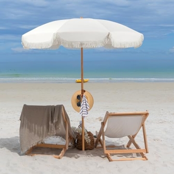 Elegant Seazul 6.5ft Patio Umbrella with Fringe