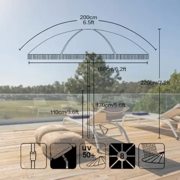 Elegant Seazul 6.5ft Patio Umbrella with Fringe