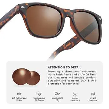 LEICO Kids Retro Polarized Sunglasses with UV Protection