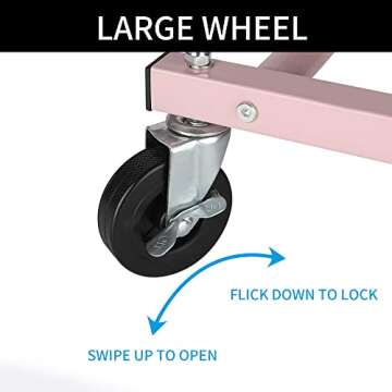 Fishat White Simple Standard Double Rod Rolling Clothing Garment Rack for Hanging Clothes, Metal Clothes Organizer with Lockable Wheels Mobile for Women, Girls and Kids, Portable Freestanding