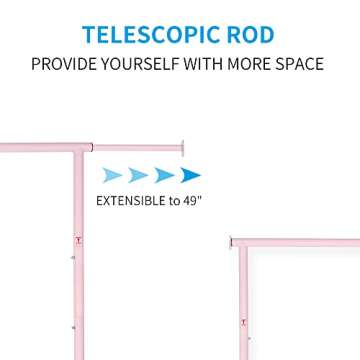 Fishat White Simple Standard Double Rod Rolling Clothing Garment Rack for Hanging Clothes, Metal Clothes Organizer with Lockable Wheels Mobile for Women, Girls and Kids, Portable Freestanding