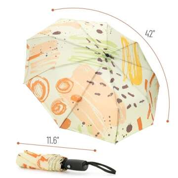 Mr. Pen- Windproof Travel Umbrella, Abstract Art, Automatic Umbrellas for Rain, Compact Umbrella, Tr...