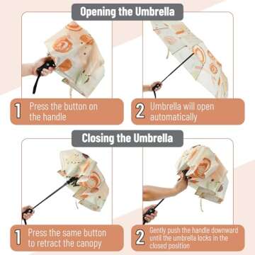 Mr. Pen- Windproof Travel Umbrella, Abstract Art, Automatic Umbrellas for Rain, Compact Umbrella, Travel Umbrella Compact, Umbrella Windproof Umbrella, Umbrellas for Rain Windproof, Portable Umbrella