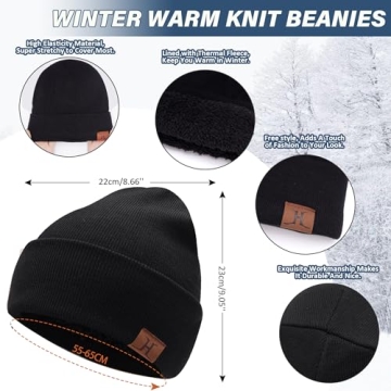 Men's Winter Beanie Scarf Gloves Set Fleece-Lined Touch Screen