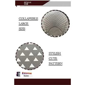 Essme Laundry Hamper,Collapsible Canvas Waterproof Storage Bin for Kids, Nursery Hamper,Gift Baskets,Home Organizer (Grey Triangles)
