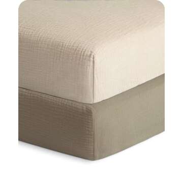 Bearmoss Muslin Crib Sheets 100% Cotton Baby Crib Sheets Fitted for Standard Crib Mattress & Toddler...