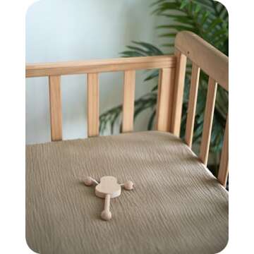 Bearmoss Muslin Crib Sheets 100% Cotton Baby Crib Sheets Fitted for Standard Crib Mattress & Toddler Bed Mattress 52"x28" Soft Breathable Crib Sheets Neutral for Boys Girls - 2 Pack (Oat Latte)