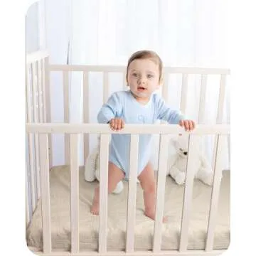 Bearmoss Muslin Crib Sheets 100% Cotton Baby Crib Sheets Fitted for Standard Crib Mattress & Toddler Bed Mattress 52"x28" Soft Breathable Crib Sheets Neutral for Boys Girls - 2 Pack (Oat Latte)