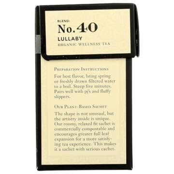 STEVEN SMITH TEAMAKER Smith Teamaker Organic Lullaby Blend No. 40 (Caffeine-free Organic Wellness Tea), 0.95 Oz Tea Bags, 15Count