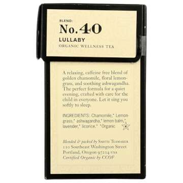 STEVEN SMITH TEAMAKER Smith Teamaker Organic Lullaby Blend No. 40 (Caffeine-free Organic Wellness Tea), 0.95 Oz Tea Bags, 15Count