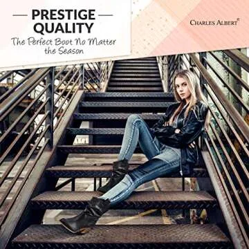 Charles Albert Modern Western Cowboy Boots for Women Ladies Stacked Heel Ankle Cowgirl Boots with Pull-Up Tabs in Black Size 9