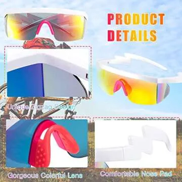 Frienda 3 Pairs Neon Retro Semi Rimless Sunglasses