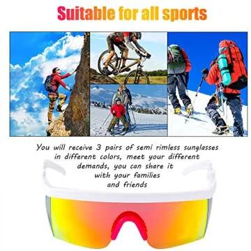 Frienda 3 Pairs Neon Retro Semi Rimless Sunglasses