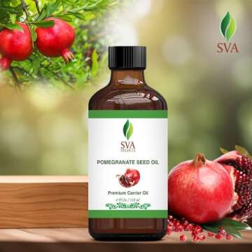 SVA Pomegranate Seed Oil Organic - 4 Fl Oz – 100% Natural Cold Pressed Organic Pomegranate Oil - for Face, Skin Care, Hair Care, Scalp Massage & Body Massage – Carrier Oil with Dropper
