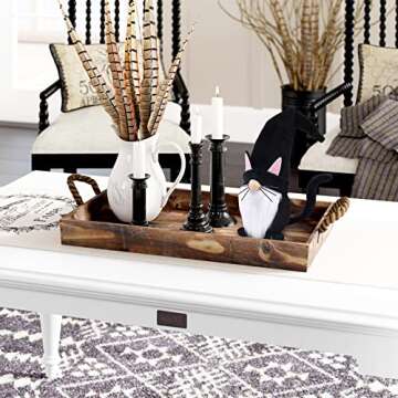 Upltowtme Black Cat Gnome Spring Decorations Collectible Figurines Gnome Plush Farmhouse Home Gift for Women