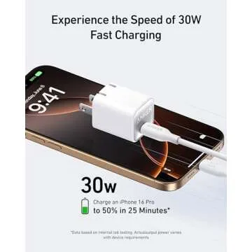 Anker Nano Charger, USB C GaN Charger 30W, PIQ 3.0 Foldable PPS Fast Charger for iPhone 16 / 15 and more series, Galaxy, iPad, Compatible with MagSafe