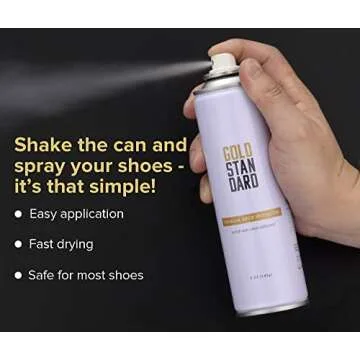 Gold Standard Premium Water-Repellent Shoe Protector Spray – 5 Oz. Suede Shoe Protector Spray Waterproof Formula Repels Water and Stains - Leather, Nubuck, Suede, Canvas, White Sneaker Protector Spray