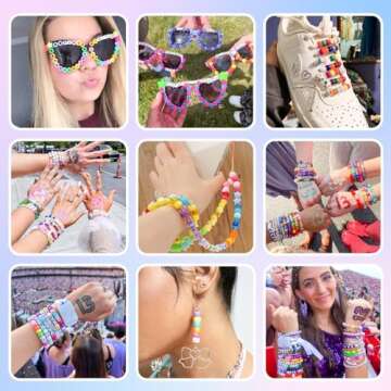 Paodey 5 Boxes Bracelet Making Kit Pony Beads, 96 Colors 6x9mm Kandi Beads for Bracelets Friendship ...