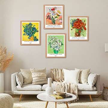 Berkin Arts Wall Art Unframed Prints Giclee Art Paper Set of 4, 11x14 inch Flower Artwork, College DecorationBotanical Plant Colorful Elegant Floral Vase Unique Present Vincent Van Gogh Posters