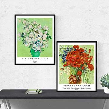 Berkin Arts Wall Art Unframed Prints Giclee Art Paper Set of 4, 11x14 inch Flower Artwork, College DecorationBotanical Plant Colorful Elegant Floral Vase Unique Present Vincent Van Gogh Posters