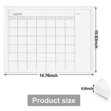 TORASO Dry Erase White Board & Monthly Calendar Board, Magnetic Whiteboard for Wall, Office/School/H...