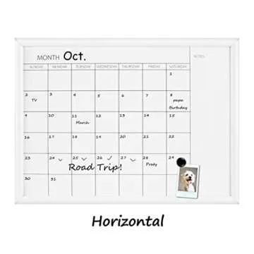 TORASO Dry Erase White Board & Monthly Calendar Board, Magnetic Whiteboard for Wall, Office/School/Home, Hanging Board for Kitchen Grocery List/Drawing/Memo,10.5"x 14.5"(YL-WH-2737-A)