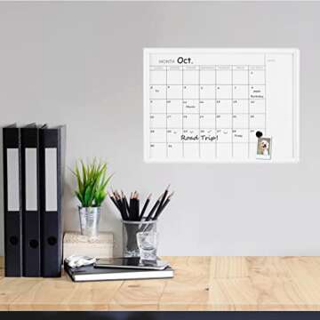 TORASO Dry Erase White Board & Monthly Calendar Board, Magnetic Whiteboard for Wall, Office/School/Home, Hanging Board for Kitchen Grocery List/Drawing/Memo,10.5"x 14.5"(YL-WH-2737-A)