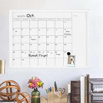 TORASO Dry Erase White Board & Monthly Calendar Board, Magnetic Whiteboard for Wall, Office/School/Home, Hanging Board for Kitchen Grocery List/Drawing/Memo,10.5"x 14.5"(YL-WH-2737-A)