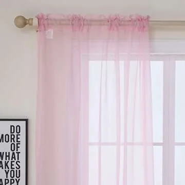bestselected Window Light Pink Sheer Curtains, 52 x 84 Inches Each 2 Panels Sheer Curtain Girls Room Basic Rod Pocket Panel for Bedroom Children Living Room Yard Kitchen W52 x L84