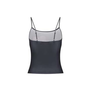 Women Y2K Cami Tops Floral Print Sleeveless Spaghetti Strap Crop Top Summer Going Out Tank Top(A Black Cami Top,S)