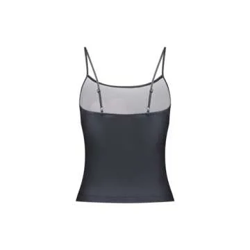 Women Y2K Cami Tops Floral Print Sleeveless Spaghetti Strap Crop Top Summer Going Out Tank Top(A Black Cami Top,S)