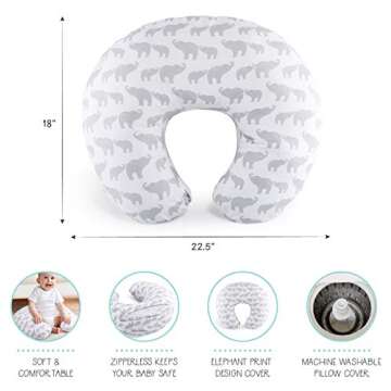 The Peanutshell Nursing Pillow & Cover - Soft Newborn Nursing Baby Essentials with Fun Design