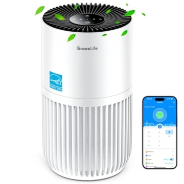 GoveeLife Mini Air Purifier for Bedroom, HEPA Smart Filter Air Purifier with App Alexa Control for P...