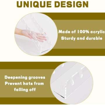 QKEWURO 2024 New Hat Stand for Baseball Caps Display and Organizer , No Install Acrylic Hat Holder for 14 Baseball Caps for Bedroom, Closet, Dresser (4PCS)