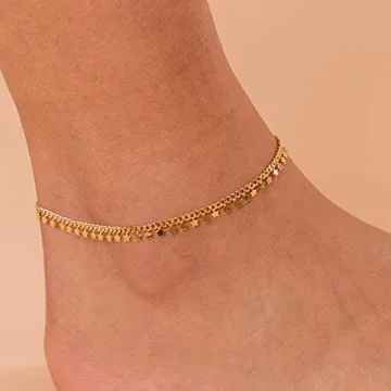 Elegant PAVOI 14K Gold Plated Anklet with Stars Charm