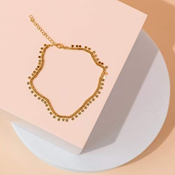 Elegant PAVOI 14K Gold Plated Anklet with Stars Charm