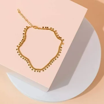 Elegant PAVOI 14K Gold Plated Anklet with Stars Charm