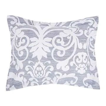 Amazon Basics King Size Comforter Sets, Ultra-Soft Lightweight Microfiber Reversible 3-Piece Bedding Sets, Gray Medallion