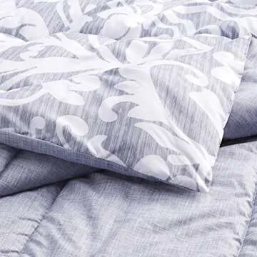 Amazon Basics King Size Comforter Sets, Ultra-Soft Lightweight Microfiber Reversible 3-Piece Bedding Sets, Gray Medallion