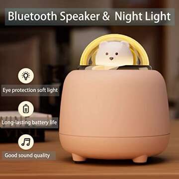 Baolira Night Lights Bluetooth Speaker, Cute Wireless Speaker with Adjustable Dual Night Light for B...