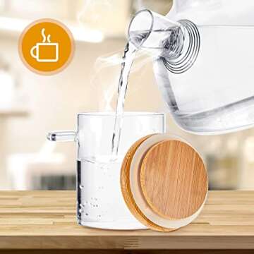 Set of 12 Spice Jars Airtight Glass Jars with Bamboo Lids and Wood Spoons 6 oz Clear Glass Canisters Spice Containers Sugar Container for Kitchen Food Storage Organization Beans Tea Nuts