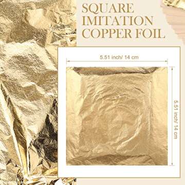 Bememo 100 Sheets Imitation Gold Leaf for Arts, Gilding Crafting, Decoration, 5.5 by 5.5 Inches