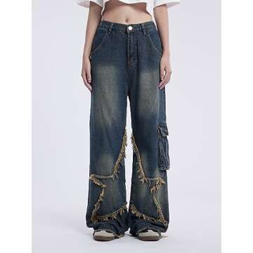 Aelfric Eden High Waist Straight Leg Jeans Cargo Pants Baggy Streetwear Denim Pants Fashion Aestheti...