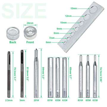 Renashed 11 Pcs Heavy Duty Hollow Leather Craft Punch Hole Tool Kit with Base DIY Leathercraft Tool ...