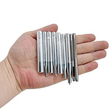 Renashed 11 Pcs Heavy Duty Hollow Leather Craft Punch Hole Tool Kit with Base DIY Leathercraft Tool Leather Rivet Setter, Leather Puch Tool,Punch Snap Kit for Hole Punch and Install Rivet Button