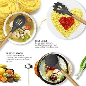 Silicone Cooking Utensils Set for Nonstick Cookware