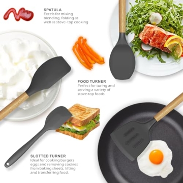 Silicone Cooking Utensils Set for Nonstick Cookware